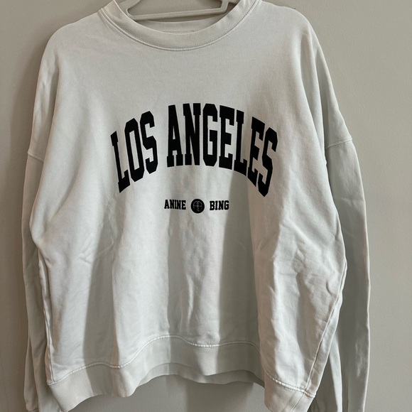 - Anine Bing White Crewneck Sweater with Los Angeles Print - Picture 2 of 10